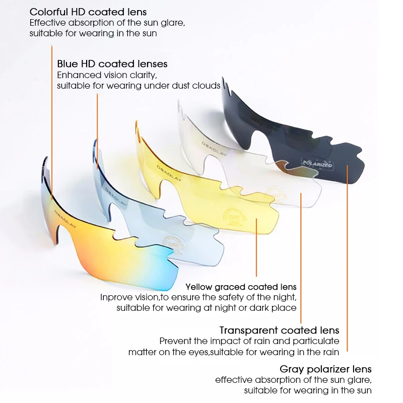 Велосипедные очки для мужчин и женщин с 5 взаимозаменяемыми линзами полуоправа