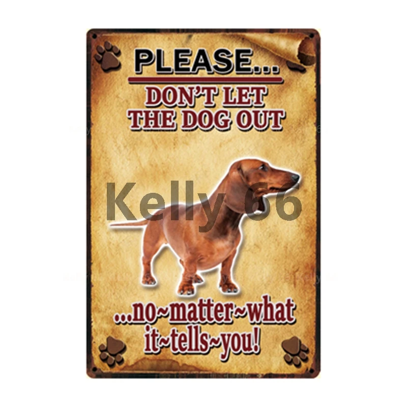 [Kelly66] пожалуйста не выходите из хаски Такса металлическая вывеска в виде мопса