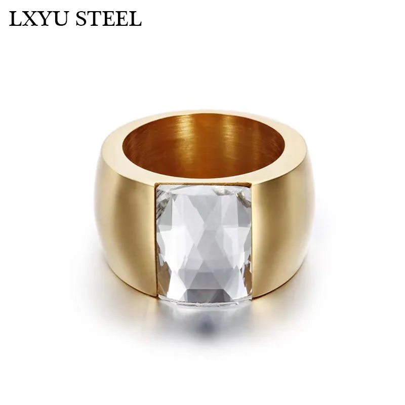 Женское кольцо из нержавеющей стали с австрийским кристаллом белое синее черное