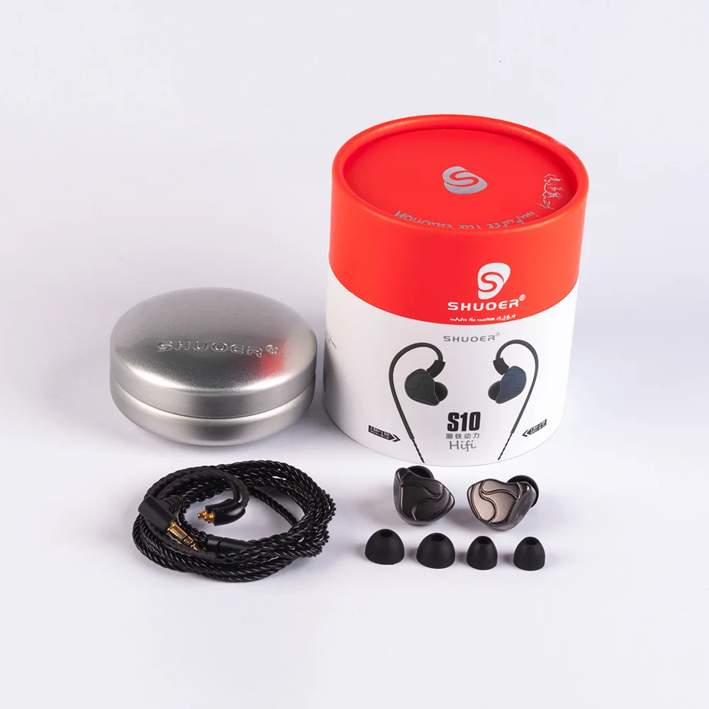SHUOER S10 1DD+ 2BA гибридные наушники в ухо HIFI DJ монитор для бега спортивные наушники ушные наушники гарнитура со съемным кабелем