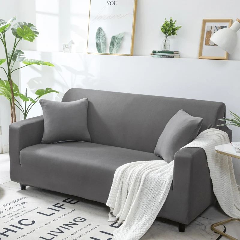 

Solid Color Sofa Covers for Living Room Polyester Modern Elastic Corner Couch Cover Slipcovers Chair Protector 1/2/3/4 Seater