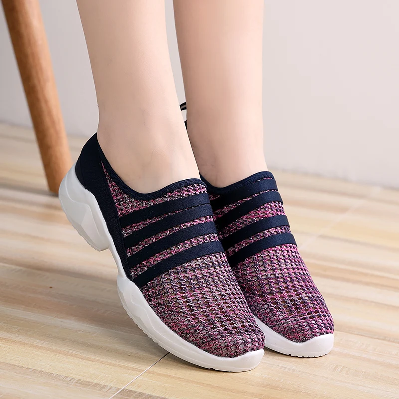 

BRKWLYZ 2021 Autumn Women Sneakers Flat Shoes Breathable Mesh Slip-on Casual Sneakers Shoes Ladies Flat Walking Shoes for Women