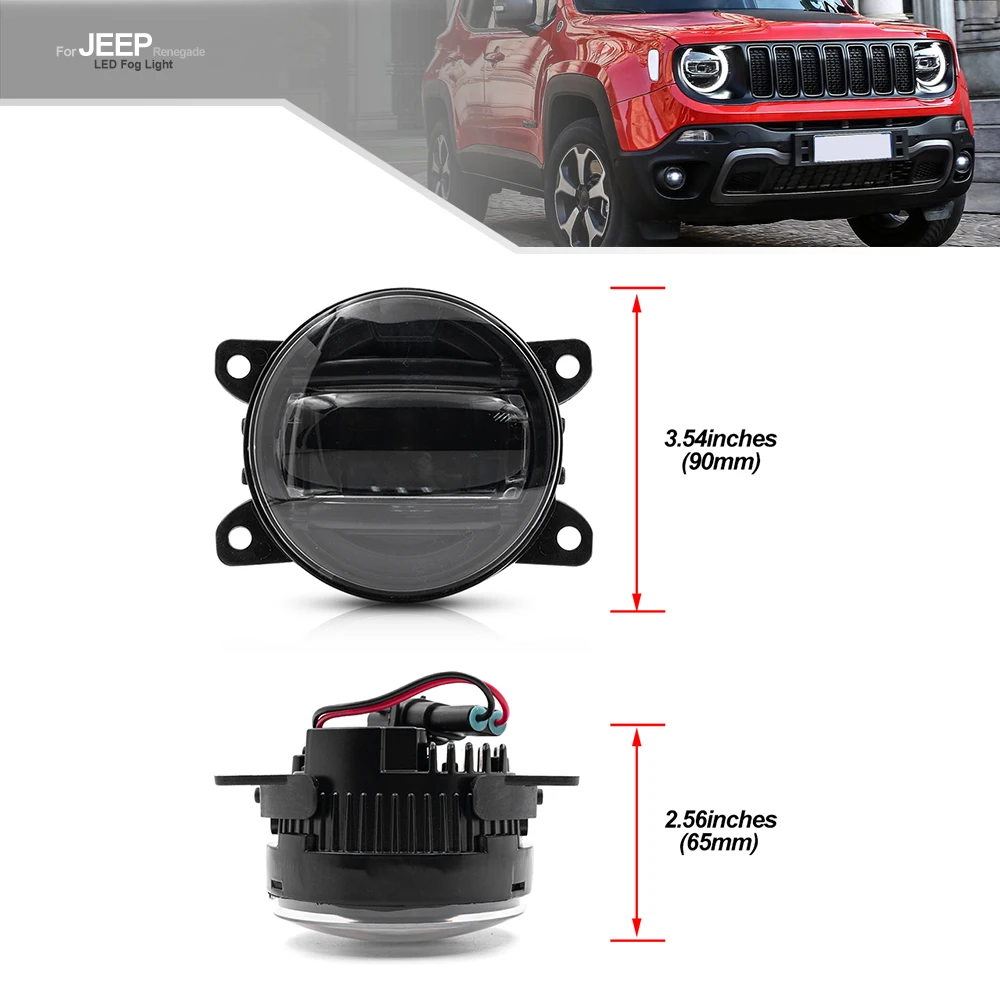 2X LED Smoked Lens Xenon White Fog Light Kit  For Jeep Renegade 15-21 Cherokee KL 14-18 Jeep Compass 17-21 Driving Fog lamp