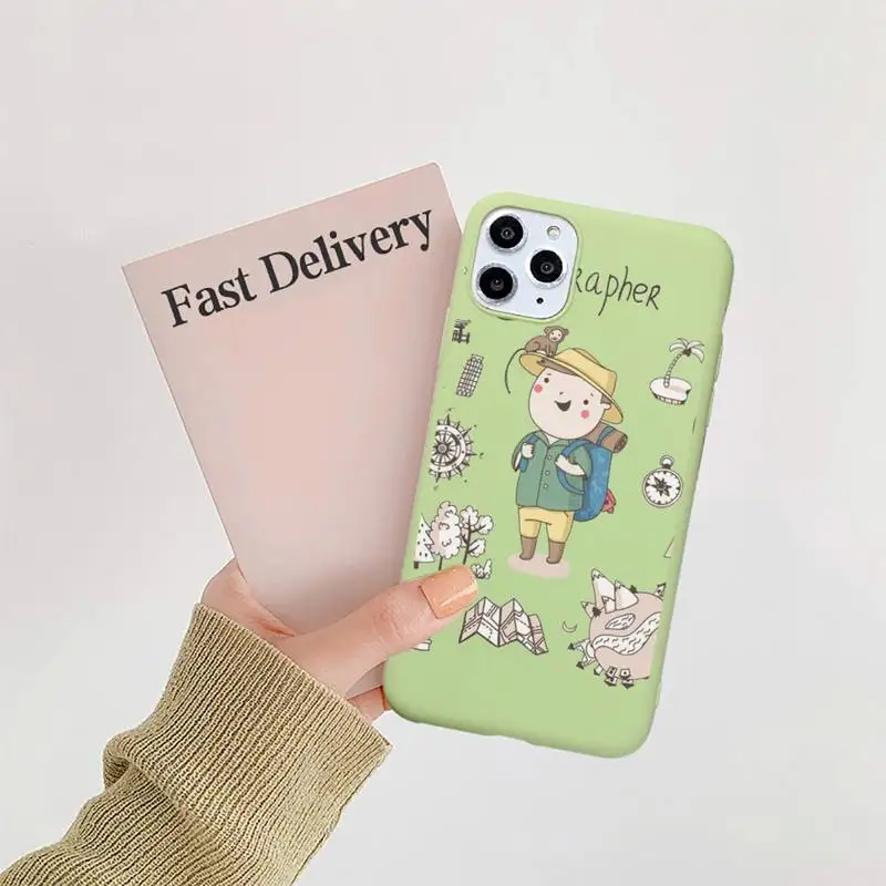 

Cartoon Cute Profession Teacher docter Phone Case Candy Color for iPhone 11 12 mini pro XS MAX 8 7 6 6S Plus X 5S SE 2020 XR