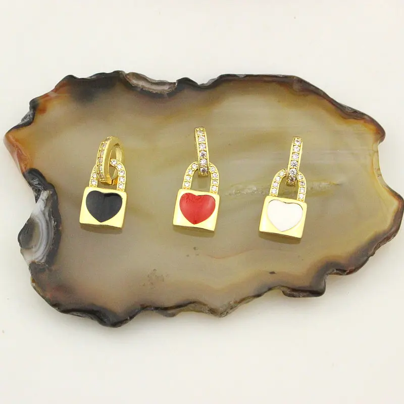 8*13 мм 20 шт./лот Модные cz/эмаль Шарм красочные сердце замок форма кубического