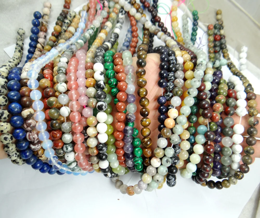 8mm Natural stone Turquoises Quartz crystal tiger eye bead pendant for diy Jewelry making Bracelet necklaces Accessories15'' |