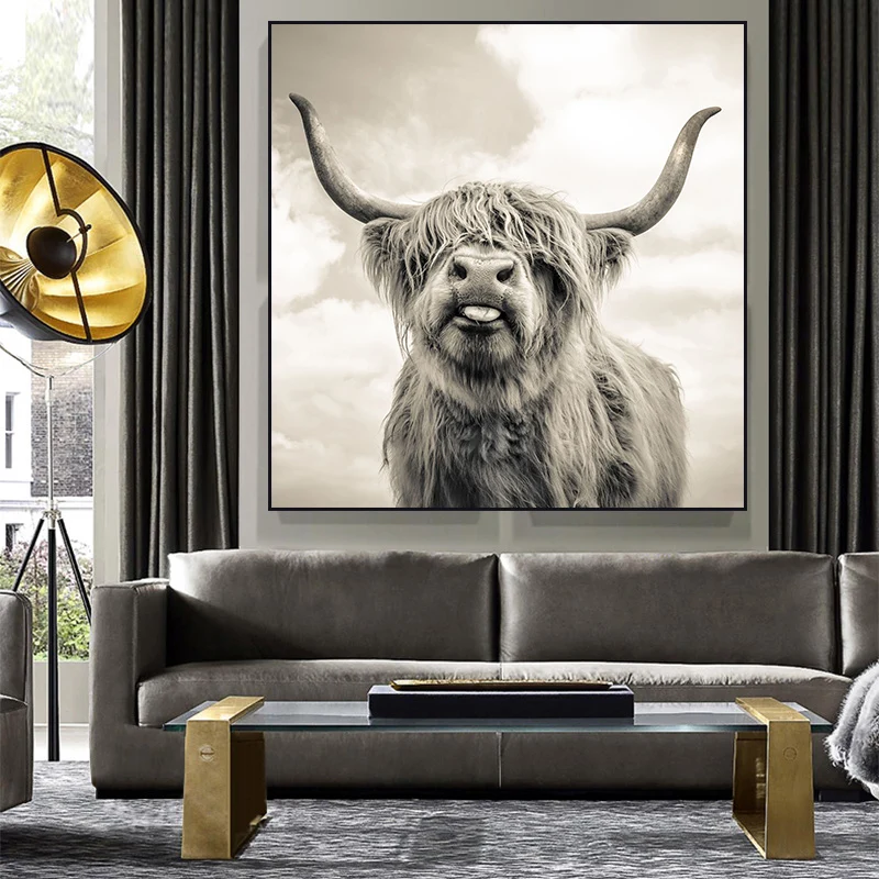 

Modern Highland Cow Cattle Animal Canvas Painting Posters and Prints Cuadros Wall Art Picture for Living Room Home Decor