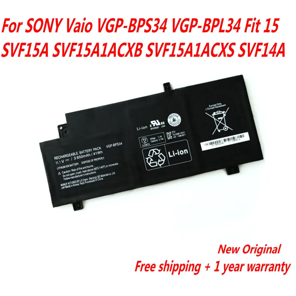 Φ для Sony Vaio Высококачественный аккумулятор ноутбука Fit 15 SVF15A SVF15A1ACXB SVF15A1ACXS SVF14A 11 1 V