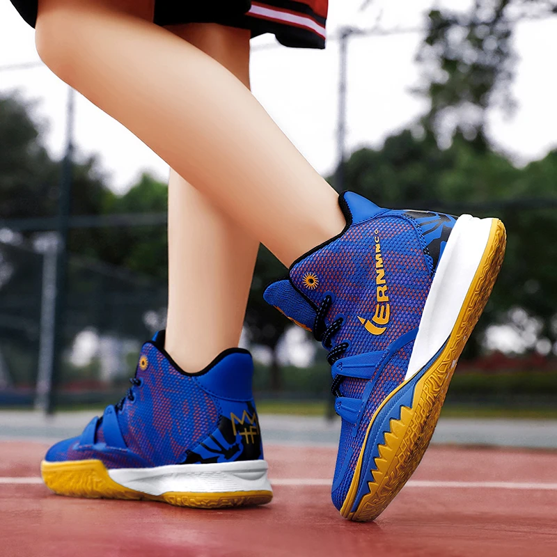 

Summer Hot Children Shoes Anti-slip Anti-vibration Boys Basketball Shoes Mesh Breathable Sneakers Kids Platform Sports Shoes