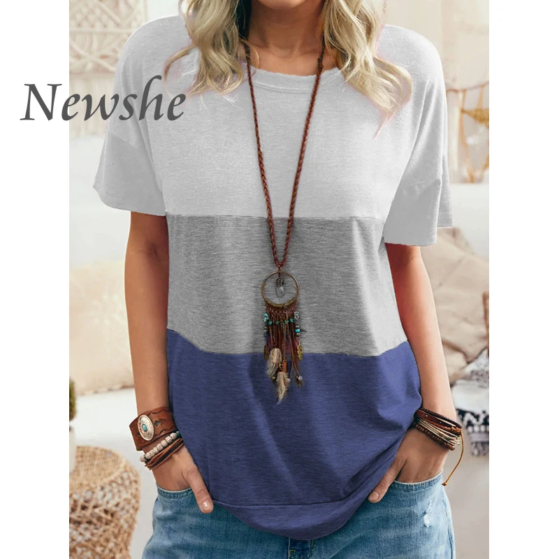 

2021 Three Color-Block Pocket Casual Short-Sleeved Women T-Shirt Sports wind New Summer Tee Shirts Streetwear Loose Female Top