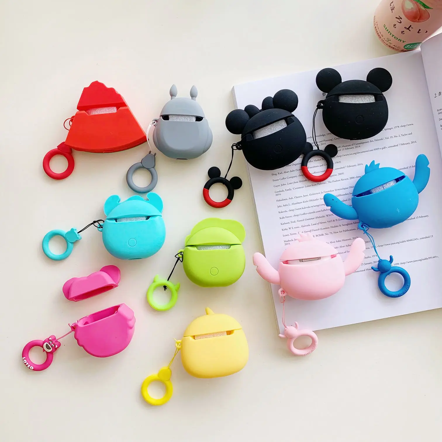 Чехол для AirPods с милым динозавром, авокадо, мультяшным медведем, силиконовый чехол для наушников с кольцом на ремешке, чехол для Apple Air pods, 2 Чехол, fundas