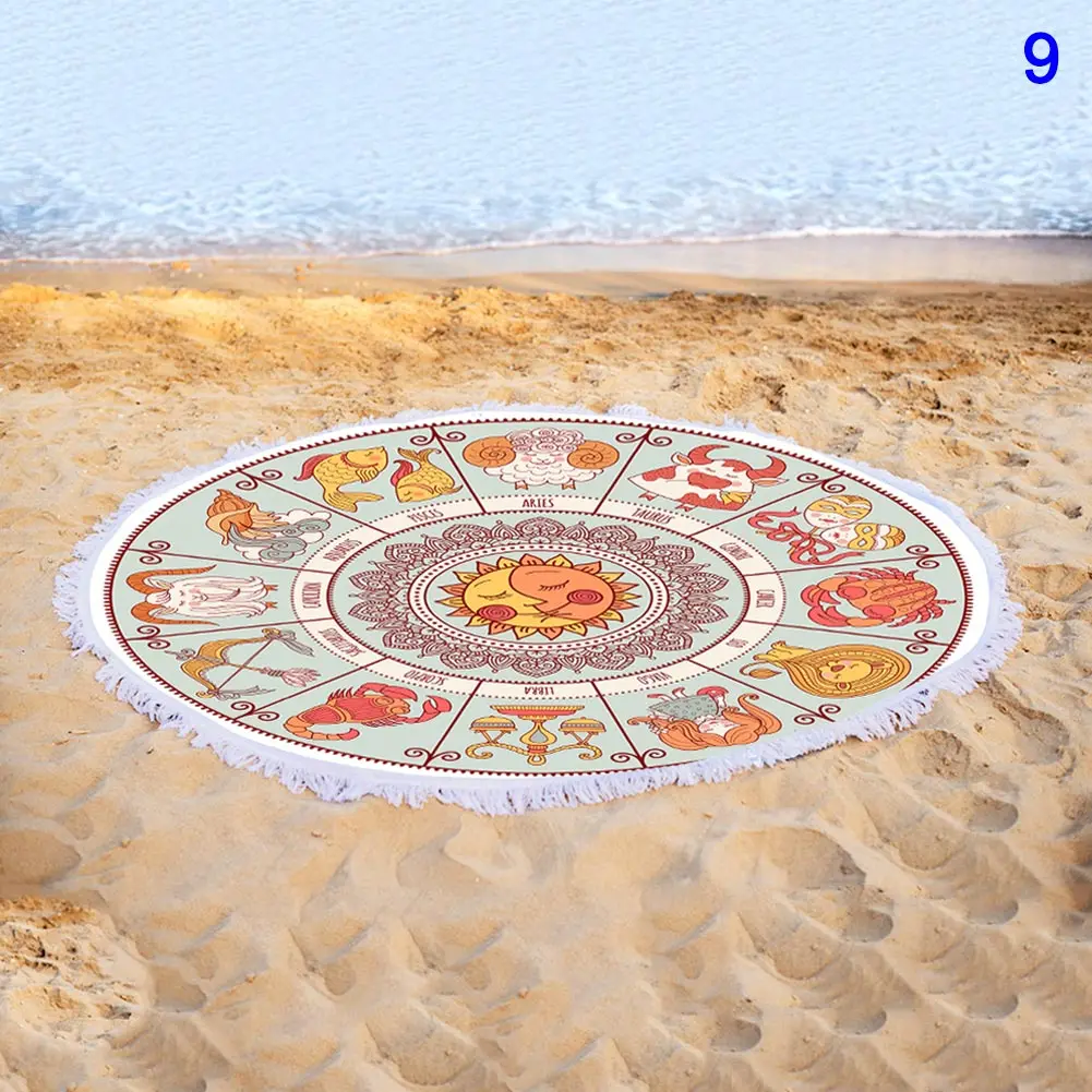 

Newly Quick-dry Round Colorful Beach Towel with Tassel and Multiple Patterns VA88