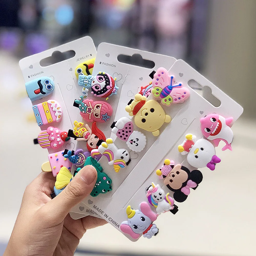 

Заколки для волос с милыми мультяшными животными, фруктами для девочек, 1 комплект