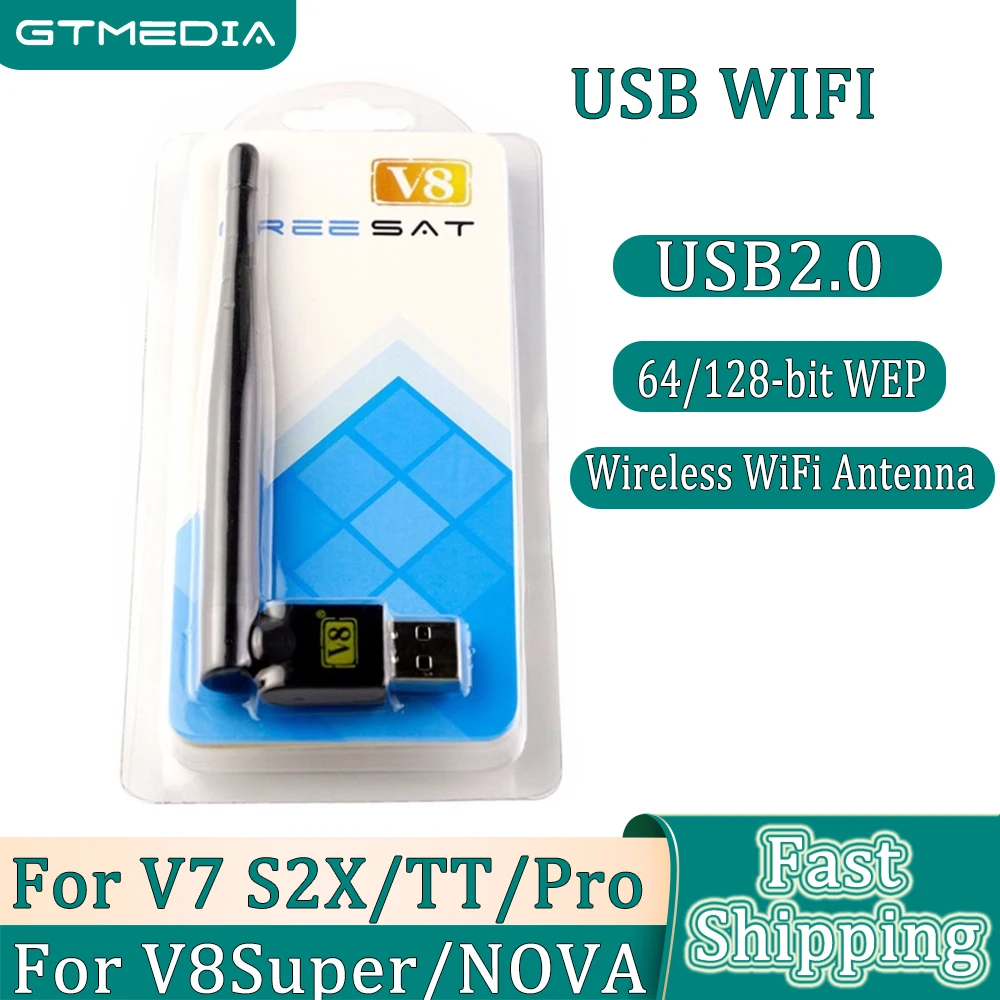 GTMEDIA 2 4 ГГц USB WiFi с антенной работает для V7s HD V7 combo PLUS v8 цифровой - Цена: 249.64