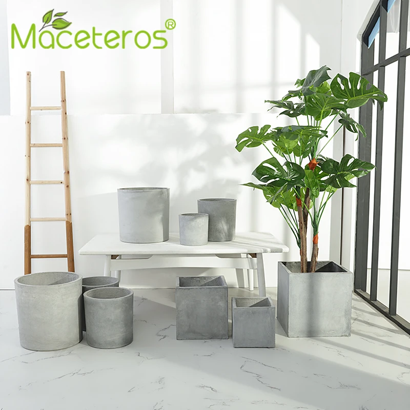 

Nordic Creative Cement Flower Pot Indoor Large Square Floor Simple Flower Pot Household Green Plant Shelf Decoration Supplies