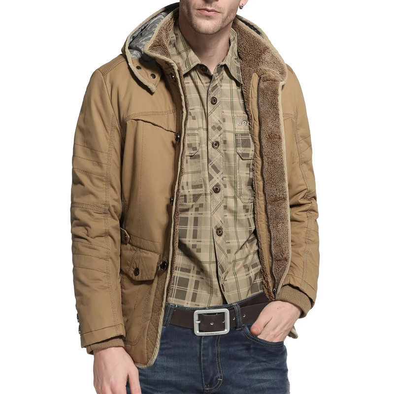 Winter Jacket Men Thicken Warm Cotton-Padded Fleece Jackets Men's Windbreaker Fur Hooded Outwear Parka Coats Snow Clothing M~3XL