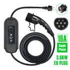 Регулируемое портативное зарядное устройство Level2 для электромобилей Тип 2 электрическое автомобильное зарядное устройство 3,6 кВт 16 А 1 фаза IEC62196 Тип 2 5 м кабель с адаптером EU Schuko