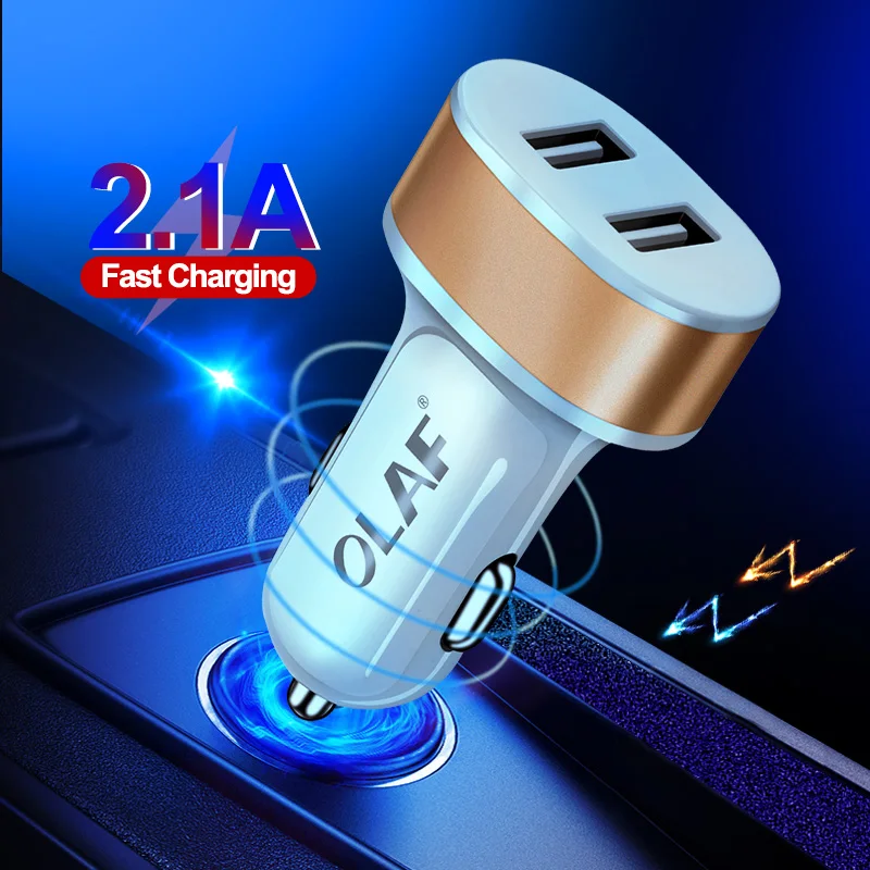 OLAF светодиодный USB зарядное устройство для iPhone, samsung, Xiaomi, зарядное устройство для мобильного телефона, автомобильный стиль, планшет, gps, автомобильное зарядное устройство, 2 USB, автомобильное зарядное устройство