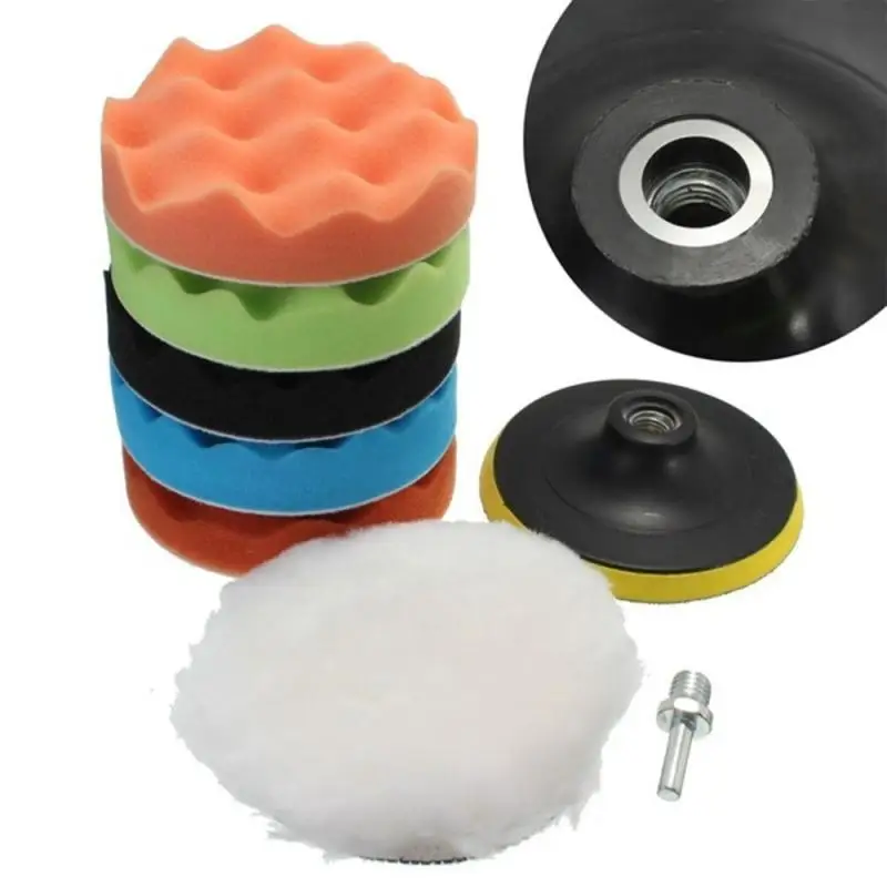 

3/4/5inch Car Polishing Disc 8Pcs/Set Self-Adhesive Buffing Waxing Sponge Wool Wheel Polishing Pad For Car Polisher Drill Adapte