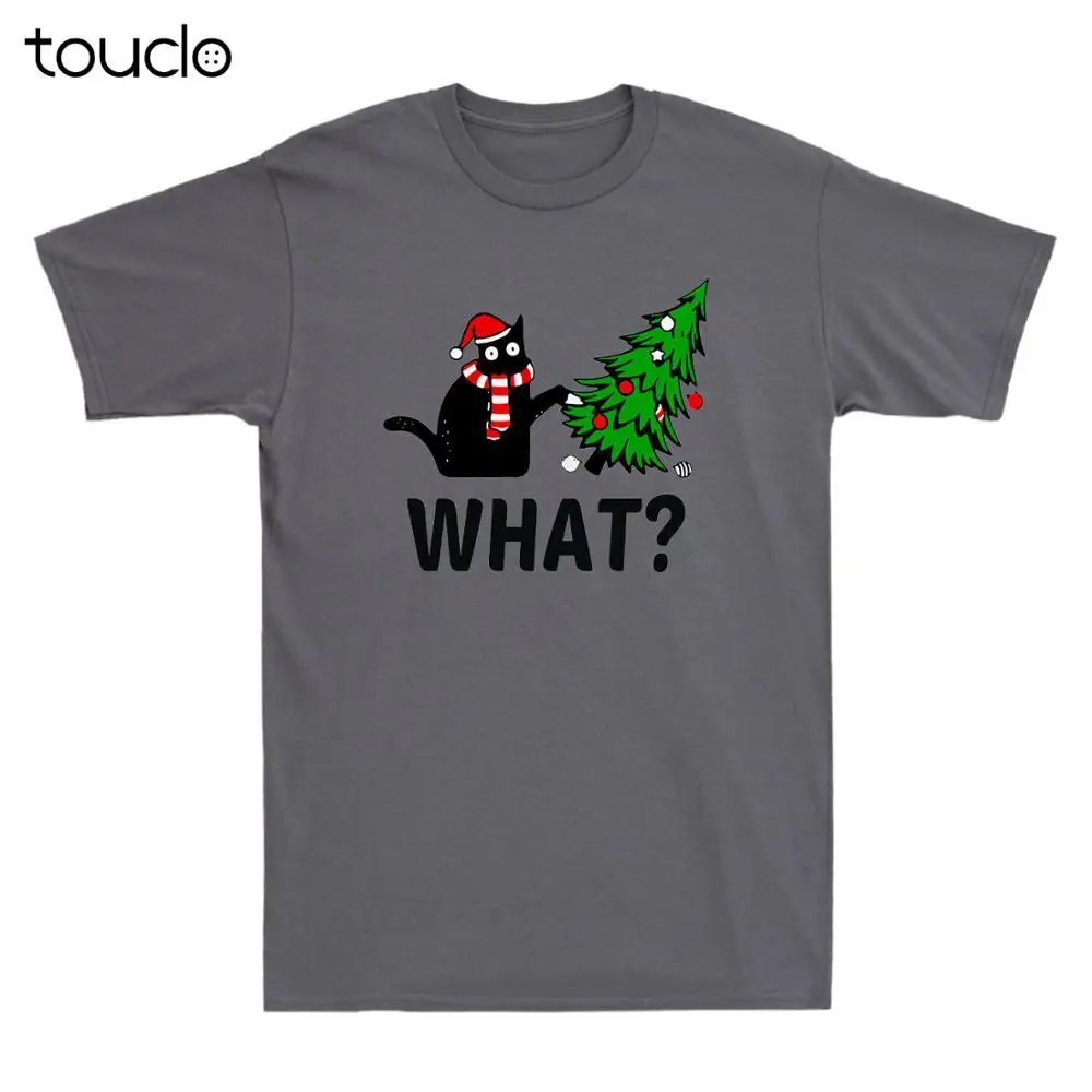 

New Santa Murderous Black Cat What Christmas Tree Funny Gift Vintage Men'S T-Shirt Unisex S-5Xl