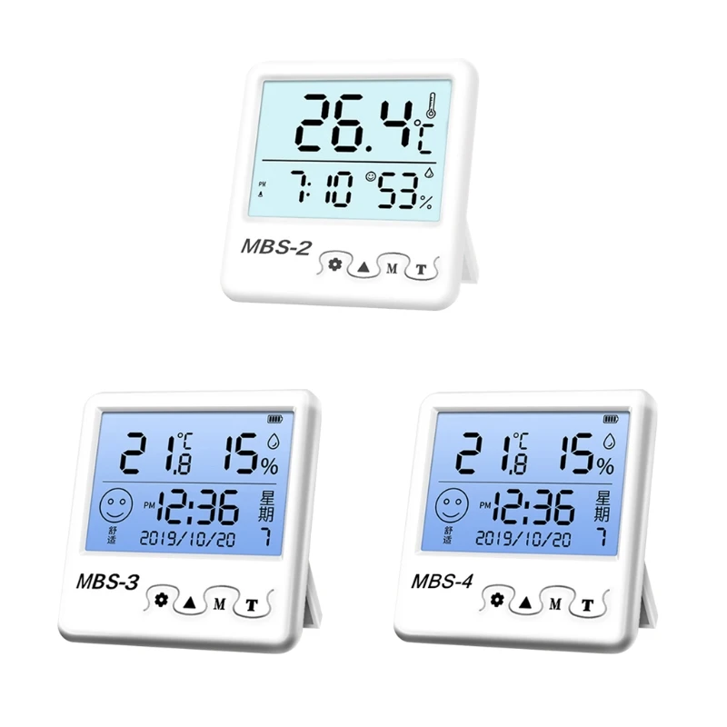Indoor Digital Thermometer Hygrometer Wall Mount Desk Clock Electronic Weather Station Temperature Humidity Gauge Meter