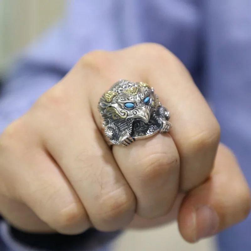 Мужское кольцо из чистого серебра 925 пробы тайское серебряное для мужчин