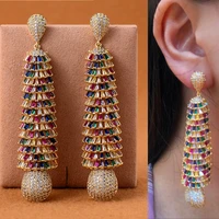 jimbora original design trendy long dangle earrings cubic zirconia brand square pendant earrings nigerian indian african women