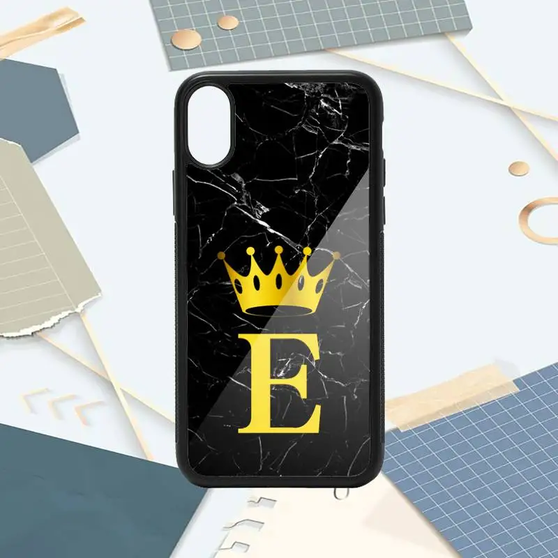 

Letter Monogram Gold Marble Phone Case PC for iPhone 11 12 pro XS MAX 8 7 6 6S Plus X 5S SE 2020 XR