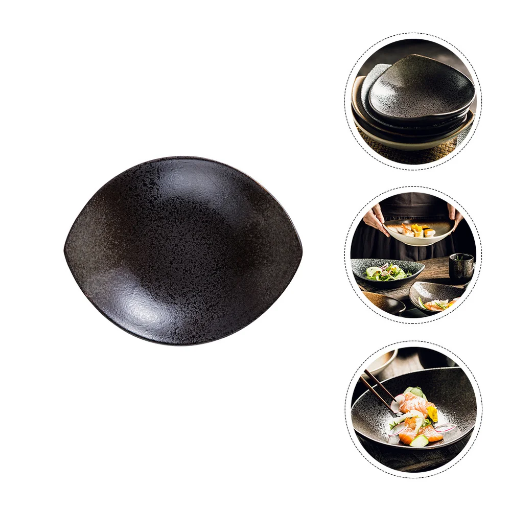 

1Pc Japanese Style Plate Creative Food Serving Dish Household Pizza Tray (Black)