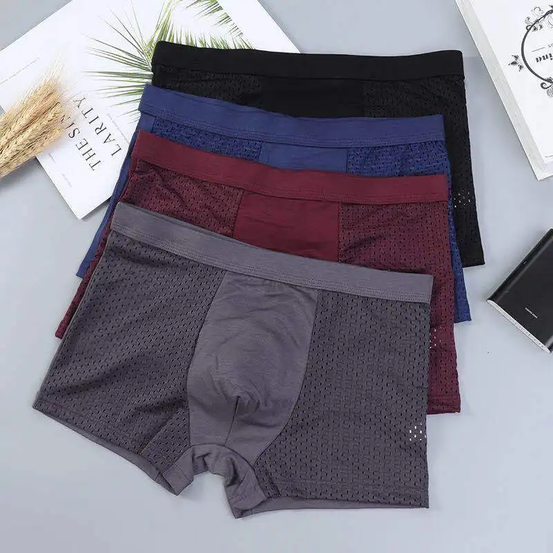 Male Panties Modal Men's Underwear Boxers Breathable Man Ice Silk Sexy U Convex Boxer Solid Underpants Comfortable Mesh Shorts L superbody underwear men boxer shorts sexy u convex design mesh breathable male panties underpants boxers for man