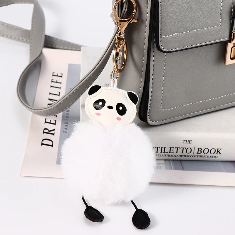 Брелок с помпоном и пандой для сумок женская сумка Очаровательная цепочка ключей