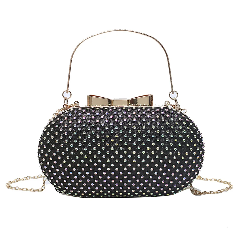 

Women Evening Clutch Bag Diamond Sequin Wedding Clutch Purse and Handbag Party Banquet Black Gold Silver Chain Shoulder Bag