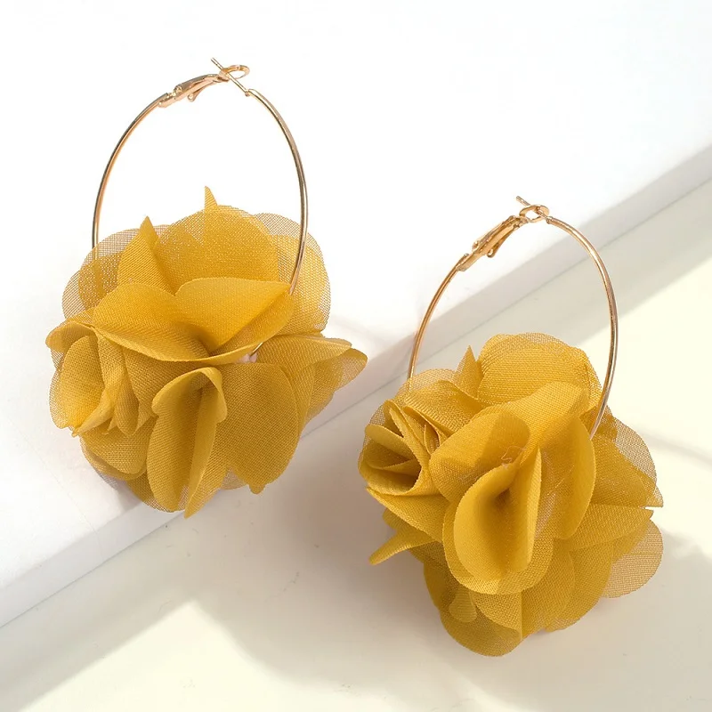 Женские крупные серьги Exknl модные богемные подвески с кружевными цветами