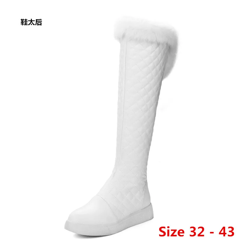 

Женские зимние сапоги до колена, на плоской подошве, с искусственным мехом, размеры 32 - 43