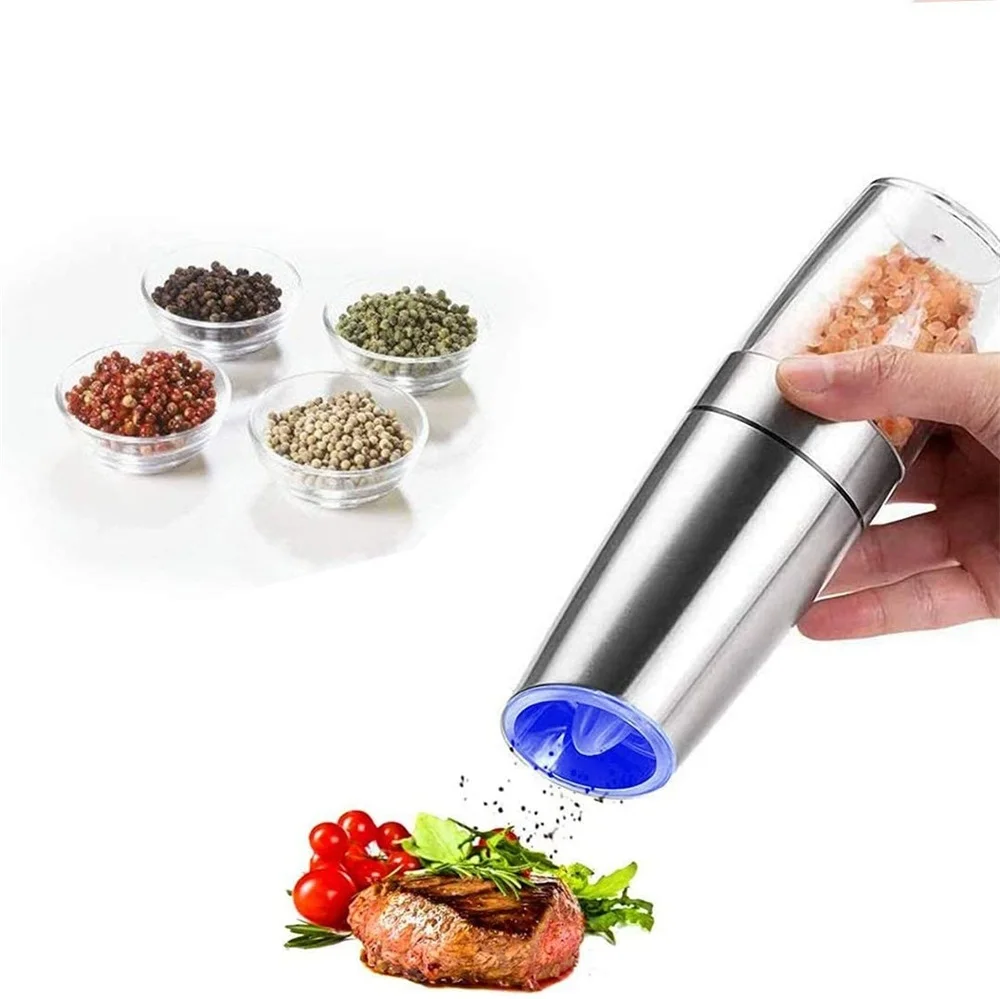 Electric Pepper Mill Stainless Steel Automatic Gravity Induction Salt and Grinder LED Light Kitchen Spice Tools | Дом и сад