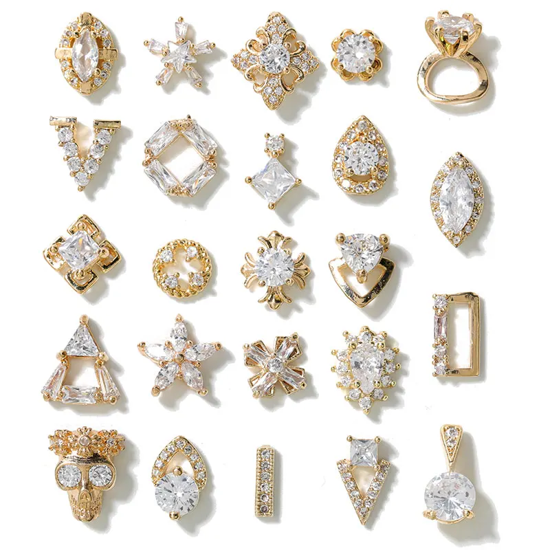 

2 Pieces Water Drop Crystal Dangle Chain Charms Nail Jewelry Decorations 24 Type Luxury Zircon Crystal Rhinestones For Nails