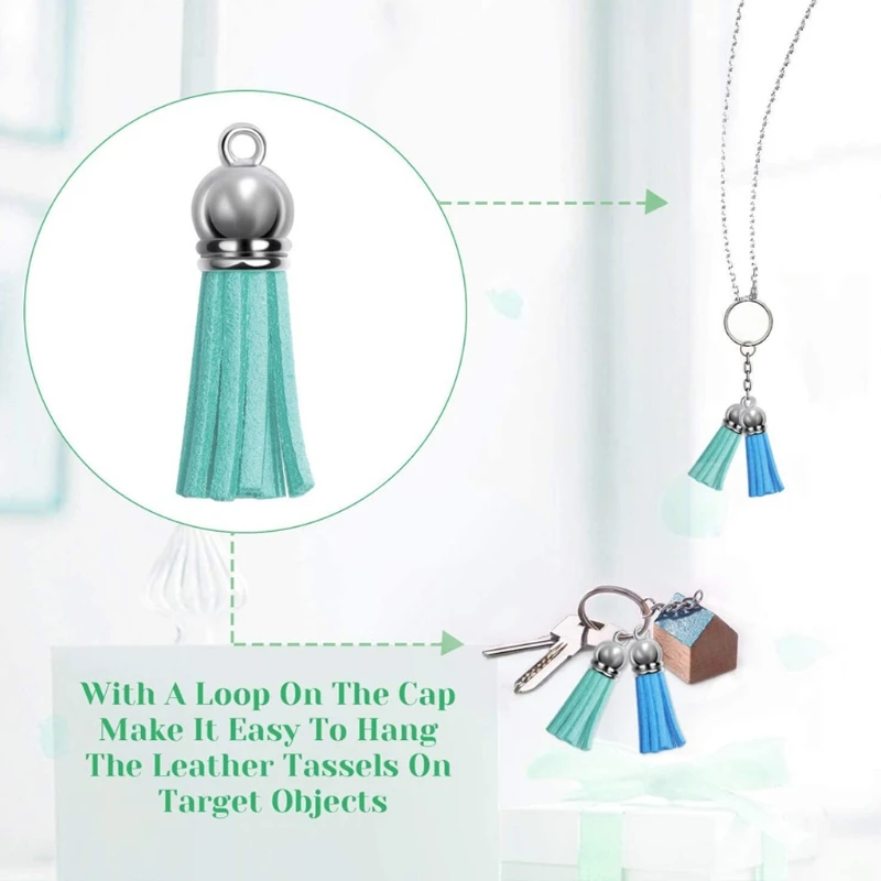 

240Pcs Leather Keychain Tassels Bulk Acrylic Keychain Blanks Jewelry Making U2JF