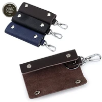 mini key holder genuine cow leather small handhold buckle key case practical protective small bag daily use lychee grain leather