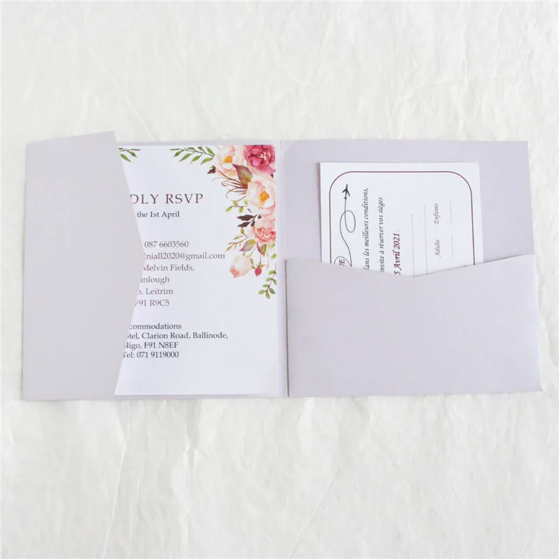 Синие Свадебные Открытки приглашение брак с конверт RSVP живота группа заказной