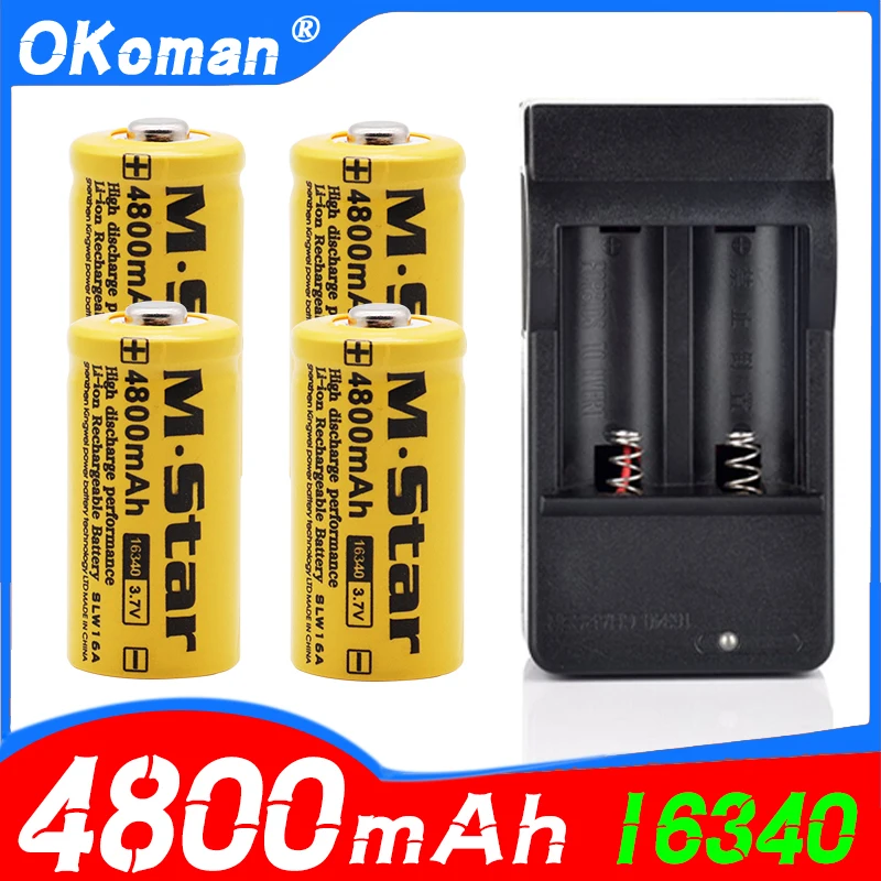 4800 мАч перезаряжаемые 3 7 V Li Ion 16340 батареи CR123A батарея для светодиодный фонарик