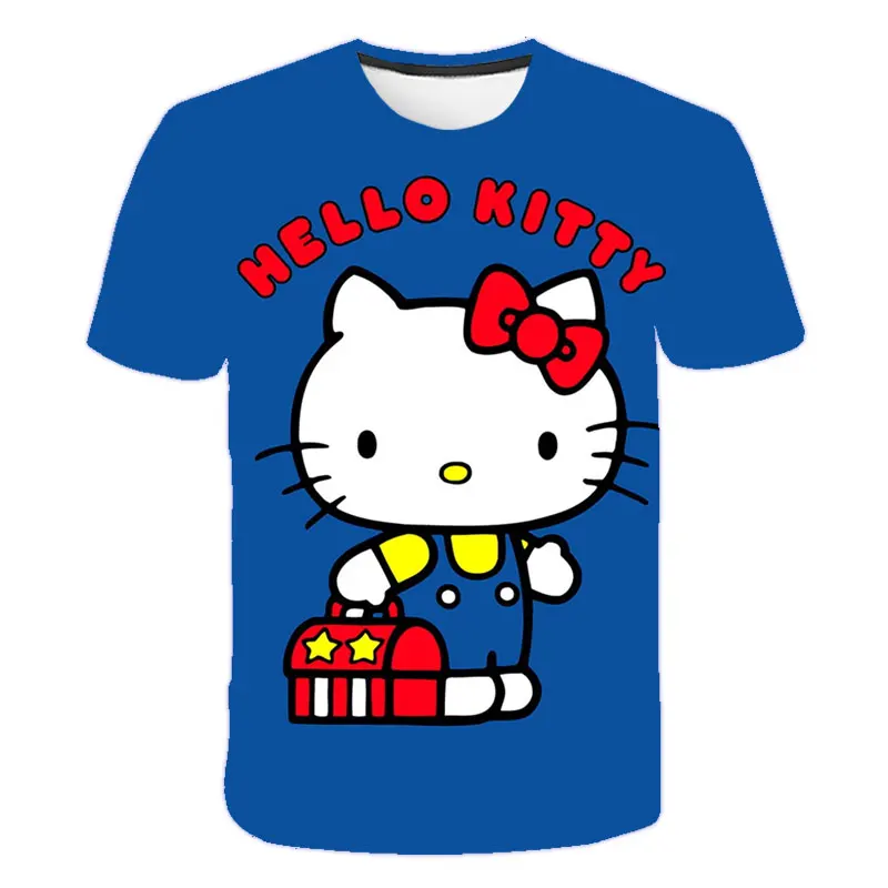 

girls Kitty Cat t shirt girl clothes kawaii shirt 3D Printed Costume Short Sleeve Polyester Casual kids clothes girls 8 to 12