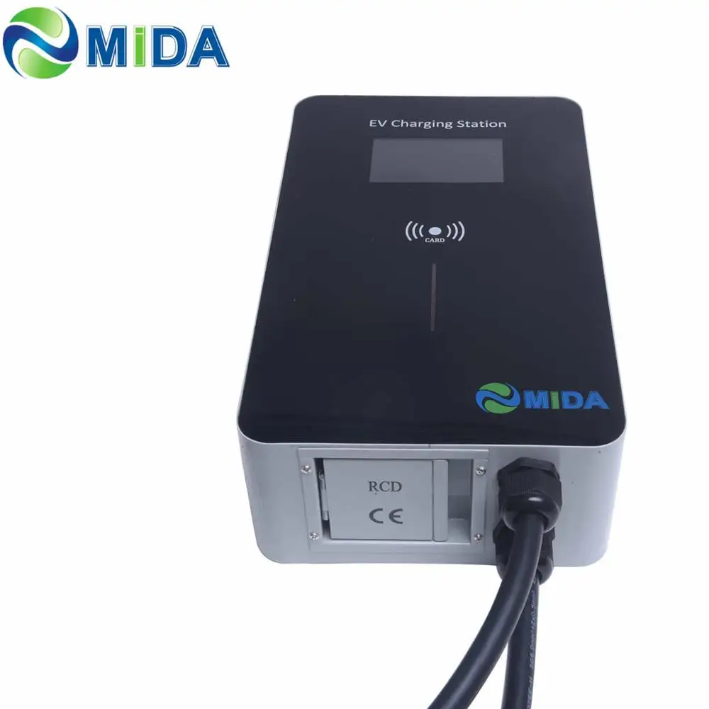 Станция зарядная MIDA EV 3 фазы 16 А 11 кВт EVSE Wallbox RFID карта с RCD типа B 5 м тип 2 зарядный