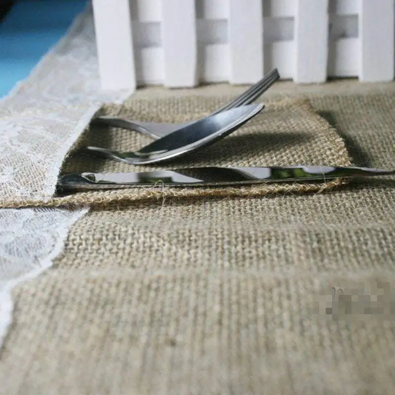 Настольная дорожка из джута Холст кружево украшение стола коврик 30x275