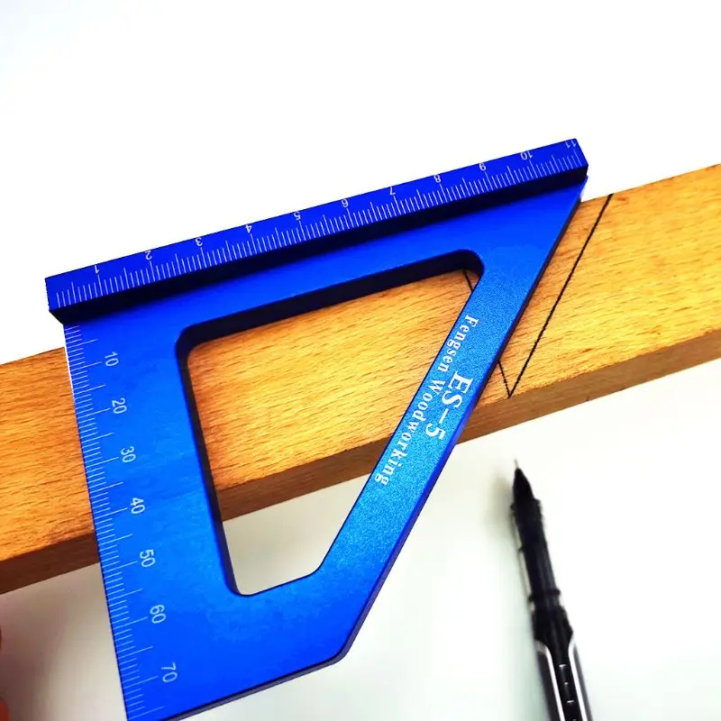 

Woodworking Carpentry Ruler Square Layout Miter Triangle Ruler Metric Gauge Aluminum Alloy Line Scriber Marking Gauge
