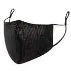 Женская хлопковая маска с блестками 2020, моющаяся дышащая маска унисекс, однотонная черная ветрозащитная фотомаска