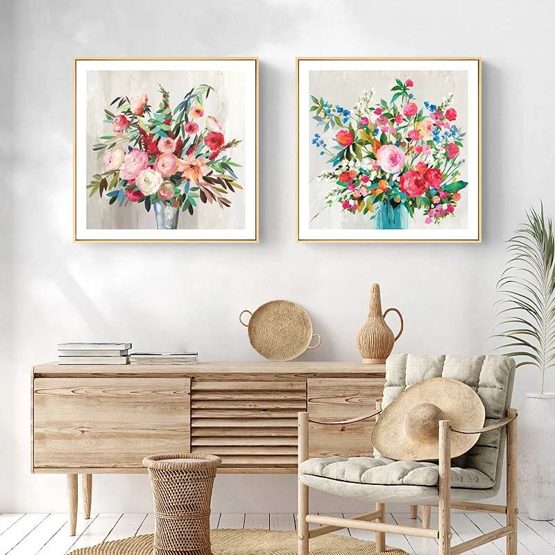 

Nordic Flowers Canvas Painting Abstract Posters and Prints Still Life Vase Wall art Pictures for Living Room Bedroom Home Decor