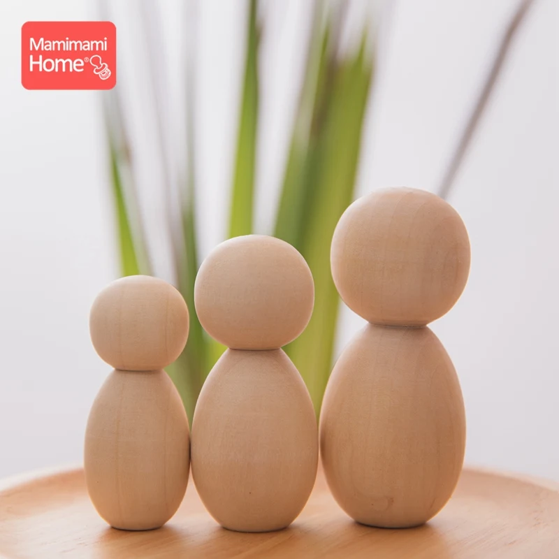 

30pcs 70/80mm Wood Peg Doll Maple Unpainted Handmade Unfinished Decor Doll Teething Toy Wooden Blank Children Goods Newborn Gift