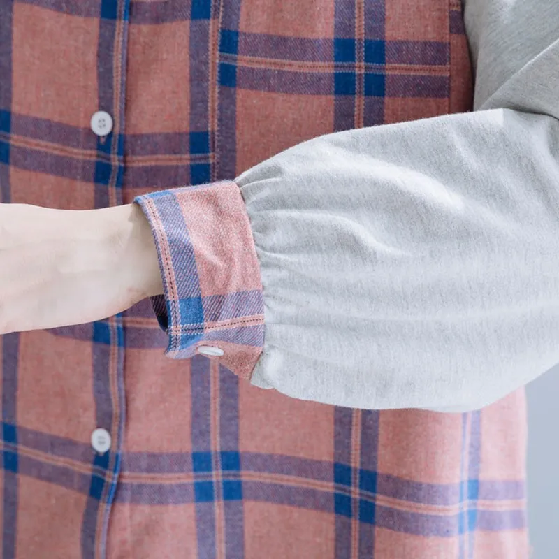 

Oversized Women Cotton Casual Shirts New 2021 Spring Korean Simple Style Vintage Plaid Loose Female Long Sleeve Tops S3310