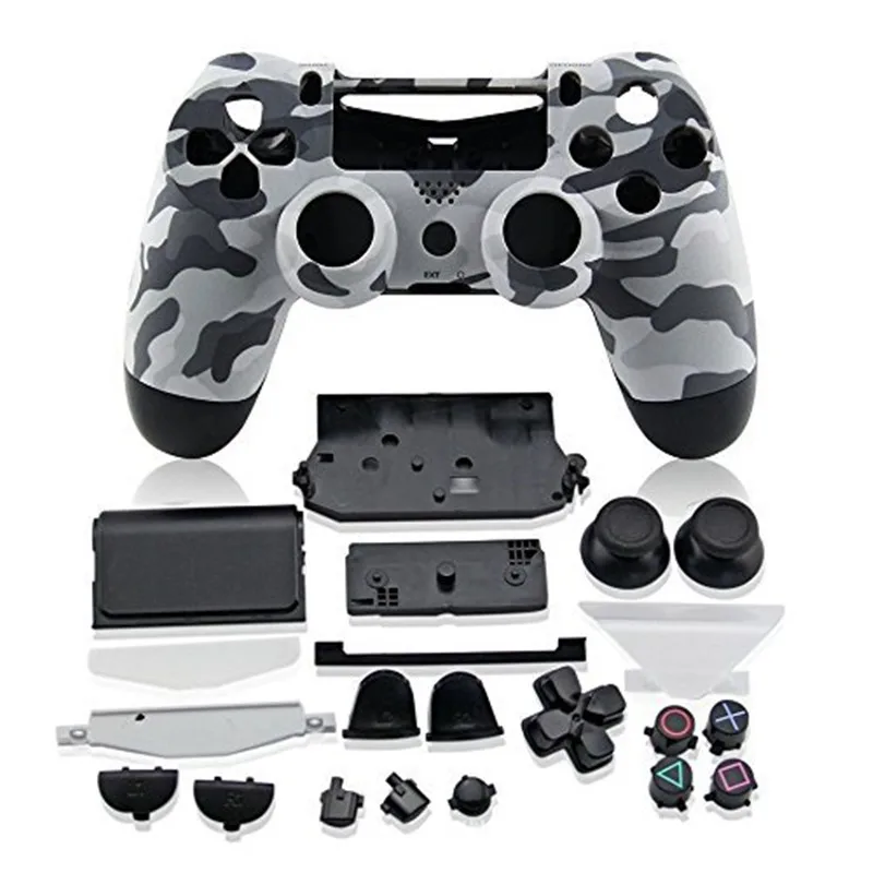 PS4 полный корпус контроллер оболочки чехол Mod комплект кнопок для Playstation 4 Dualshock 4 PS 4 V1 Замена камуфляж - Цвет: Gray Camouflage