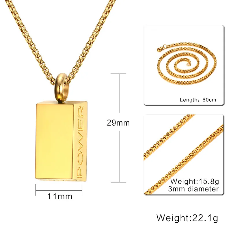

2020 New Original design Concept Jewelry Stainless Steel POWER Strength English Pendant Necklace Personality Male Popular